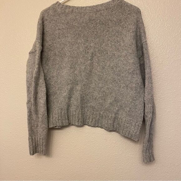 American Eagle oversized crew chunky gray silver sweater wool alpaca blend S - Picture 2 of 7